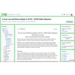 4 hr Law and Ethics Update 3-20 Public Adjusters 2026