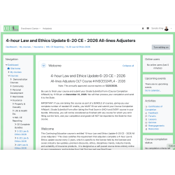4 hr  Law & Ethics Update 6-20 CE 2026 All Lines Adjusters
